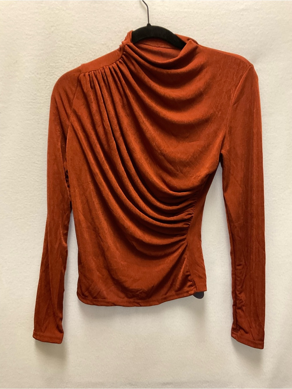 Rust Ruched Long-Sleeve Top